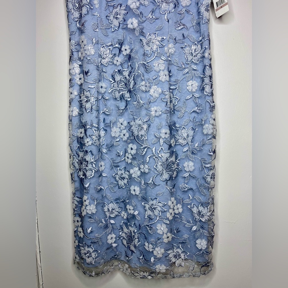 Alex Evenings Blue Lace Floral Sheath Dress - Picture 6 of 14